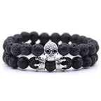 Pulsera Piedra Cabeza de Calavera plata