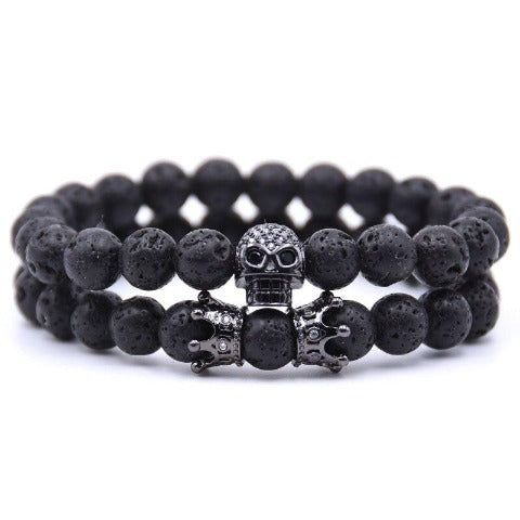 Pulsera Piedra Cabeza de Calavera negro