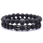 Pulsera Piedra Cabeza de Calavera negro