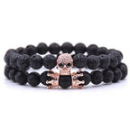 Pulsera Piedra Cabeza de Calavera rosa