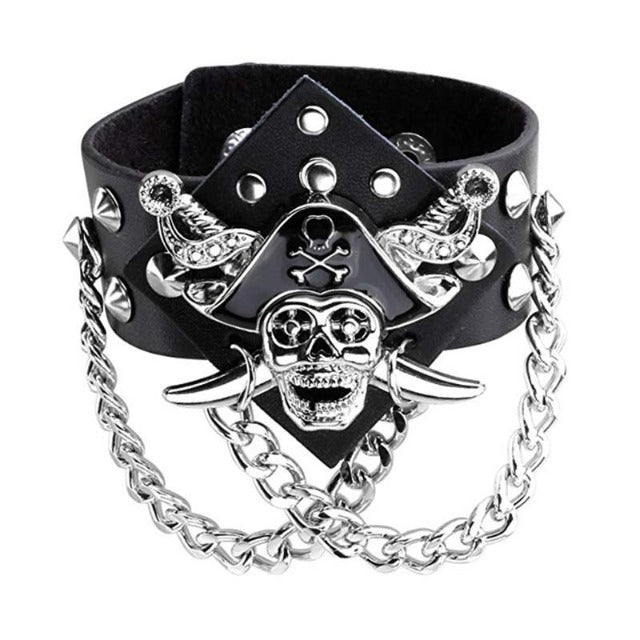 Pulsera Pirata de cuero negro