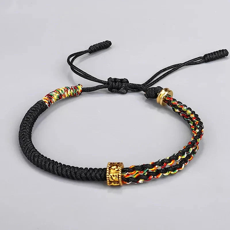 Pulsera Gourmette Trenzada Budista Tibetana negra