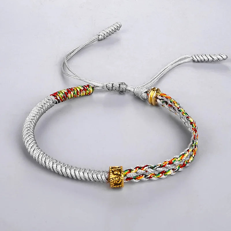 Pulsera Gourmette Trenzada Budista Tibetana gris