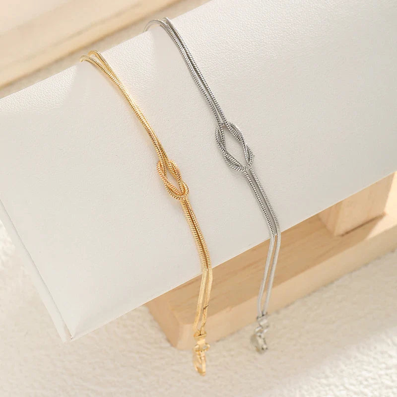 Pulsera para Pareja Nudo Entrelazado Oro y Plata (Juego de 2 Pulseras)