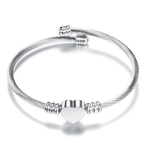 Pulsera Ajustable Corazón Esclava Mujer plata