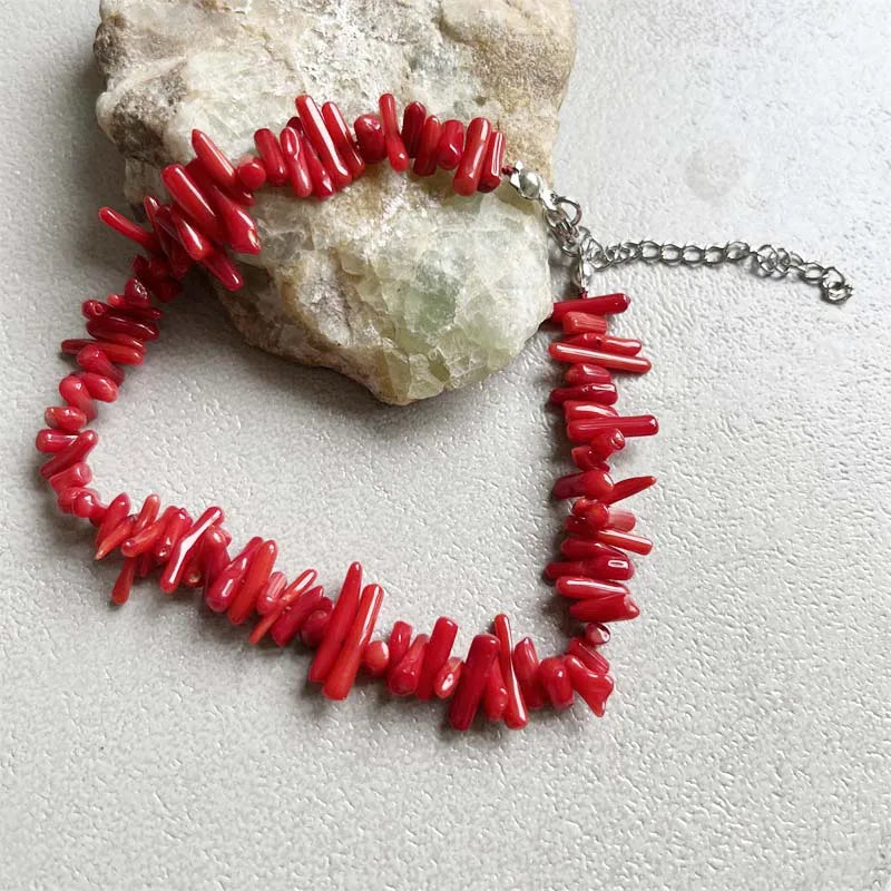 Pulsera ajustable de coral rojo