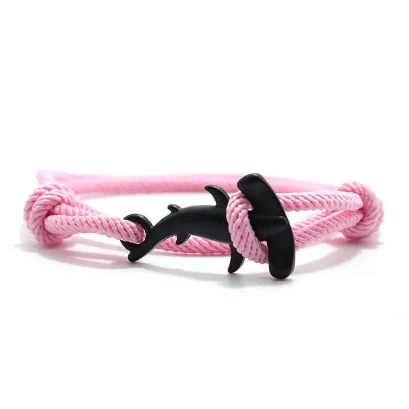 Pulsera Tiburón Martillo negro y rosa