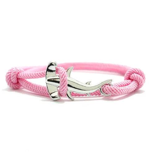 Pulsera Tiburón Martillo plata y rosa