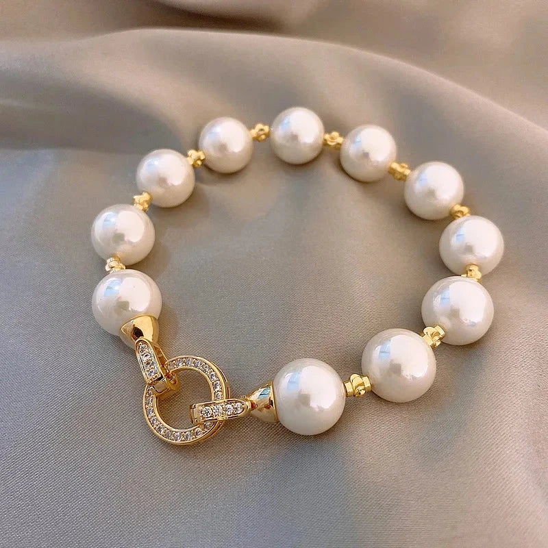 Pulsera Retro de Perlas y Circonio