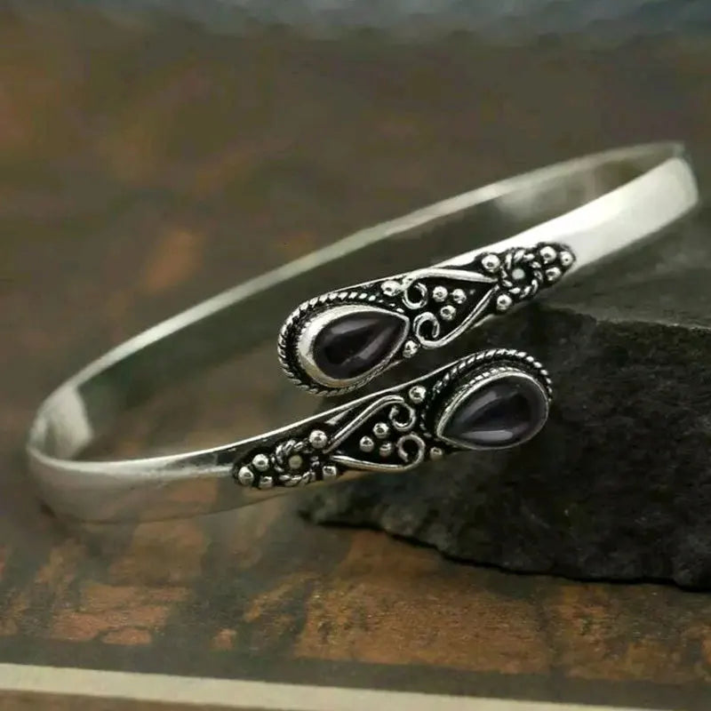 Pulsera Retro Gourmette Gota de Agua negra