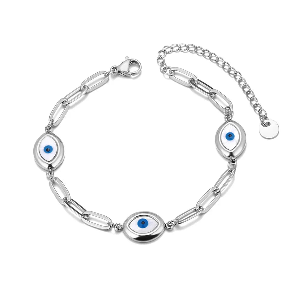 Pulsera Rétro Contra el Mal de Ojo plata
