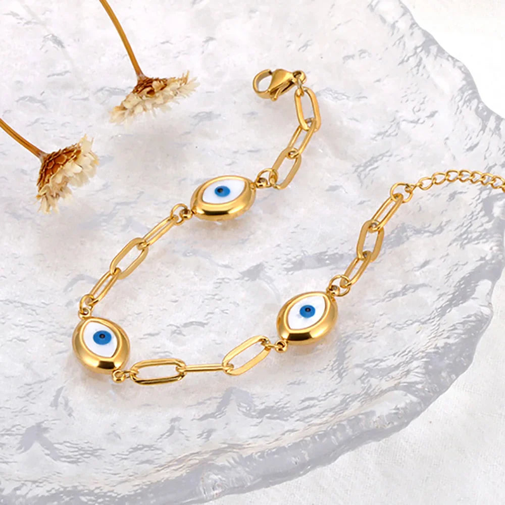 Pulsera Rétro Contra el Mal de Ojo oro