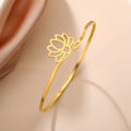 Brazalete Rígido Flor de Loto para Mujer en Oro