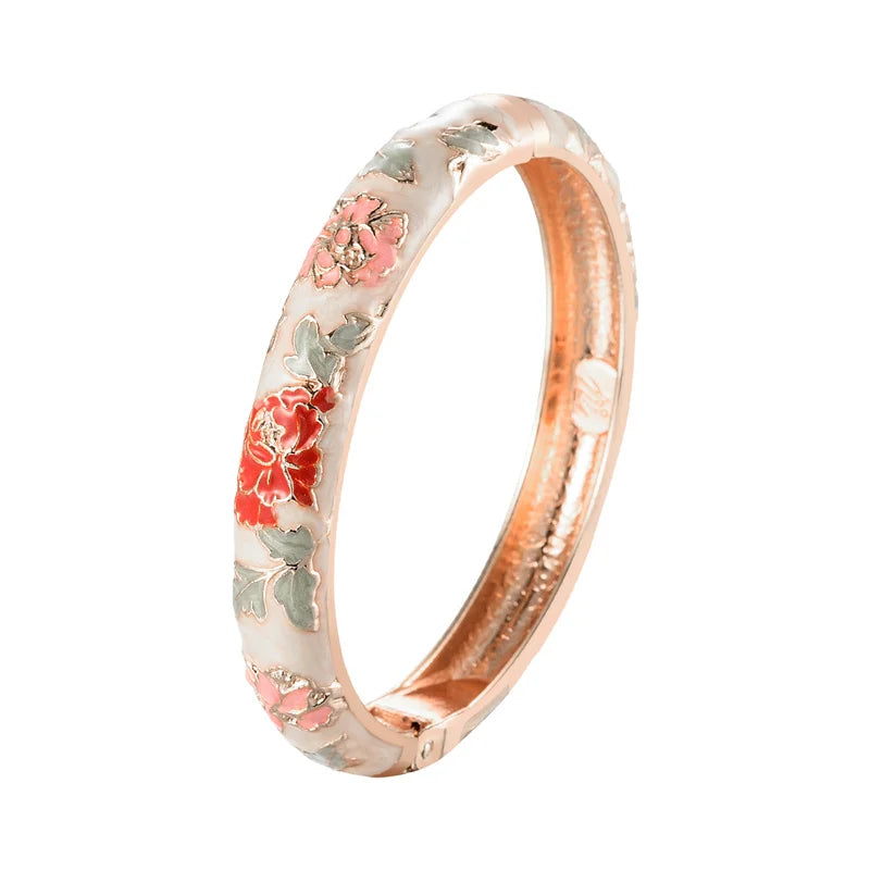 Pulsera Romántica Esclava Flores naranja