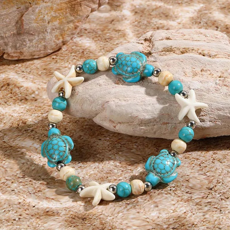 Pulsera estilo Bohème Tortugas y Estrellas de Mar con Conchas