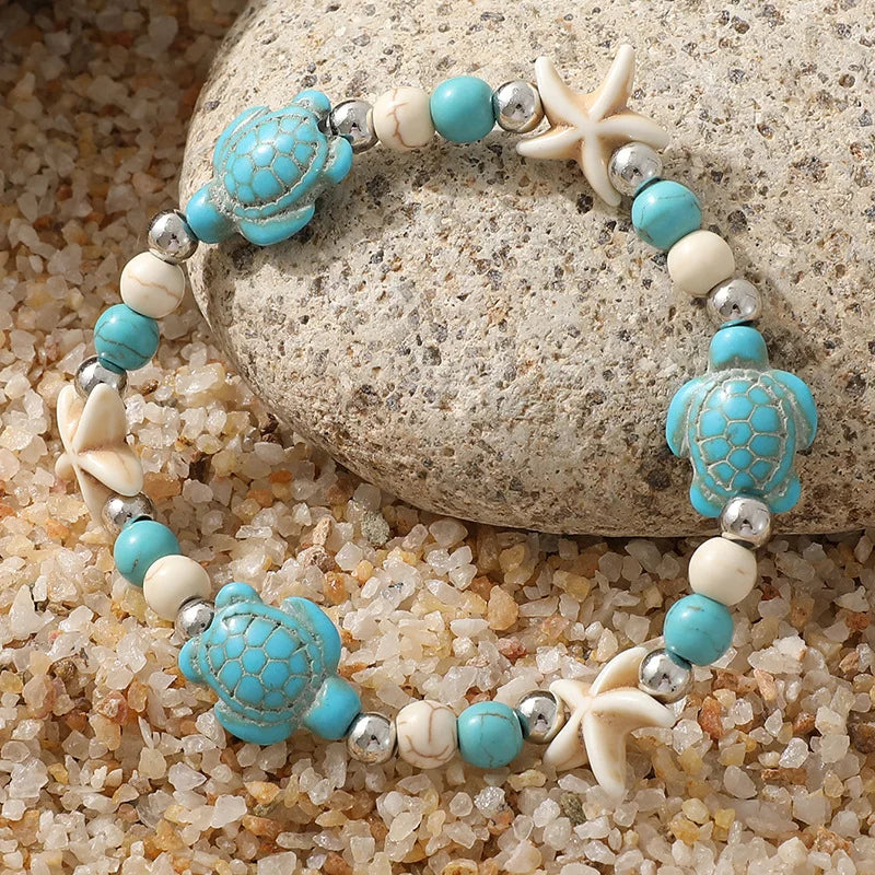 Pulsera estilo Bohème Tortugas y Estrellas de Mar con Conchas