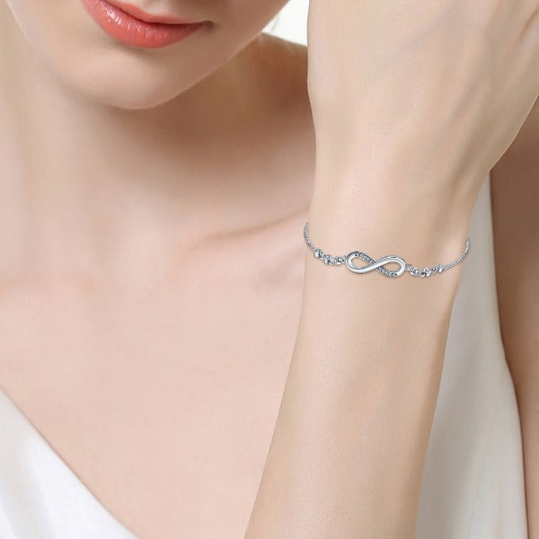 Pulsera Símbolo Infinito en Plata Gourmette para Mujer