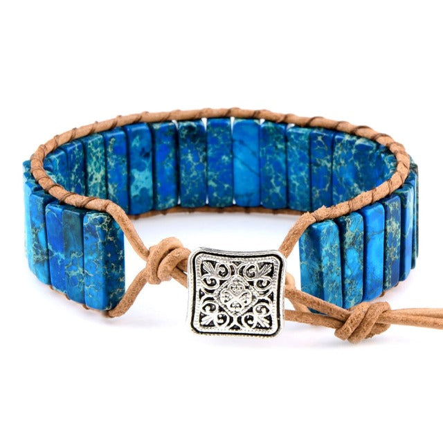 Pulsera Tibetana de Protección en Piedra Natural zafiro