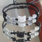 Pulsera Trenzada Gato Piedra de Luna negro 1
