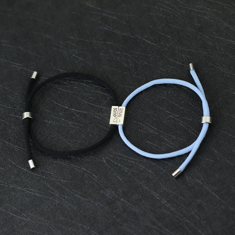 Pulseras Trenzadas Gourmette para Parejas "Love" azul y negro