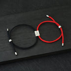 Pulseras Trenzadas Gourmette para Parejas "Love" rojo y negro