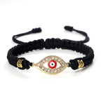 Pulsera Trenzada Zirconio Mal de Ojo Turco negro oro