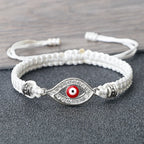 Pulsera Trenzada Zirconio Mal de Ojo Turco blanco plata