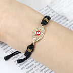 Pulsera Trenzada Zirconio Mal de Ojo Turco negro plata