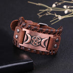 Pulsera Triple Luna en Cuero Brujería Wicca 11