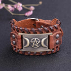 Pulsera Triple Luna en Cuero Brujería Wicca 10