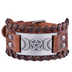 Pulsera Triple Luna en Cuero Brujería Wicca 10