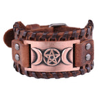 Pulsera Triple Luna en Cuero Brujería Wicca 11