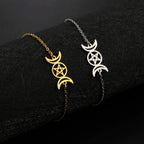 Pulsera Triple Luna Hechicería Pulsera Wiccan oro