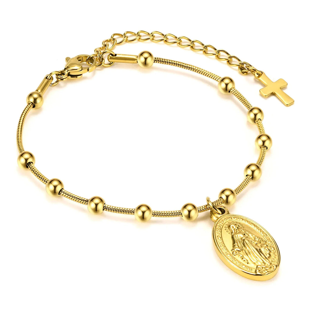 Pulsera Virgen María Gourmette Cristiana oro