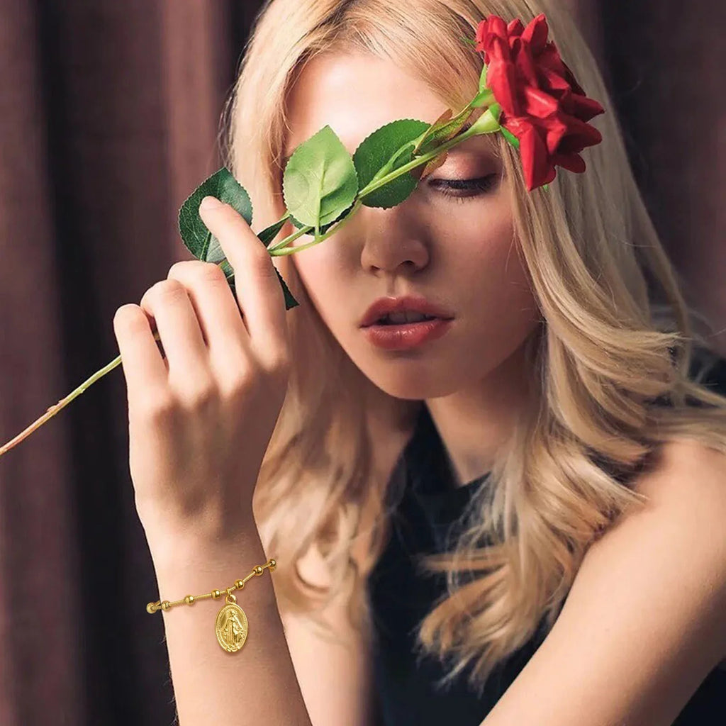 Pulsera Virgen María Gourmette Cristiana oro