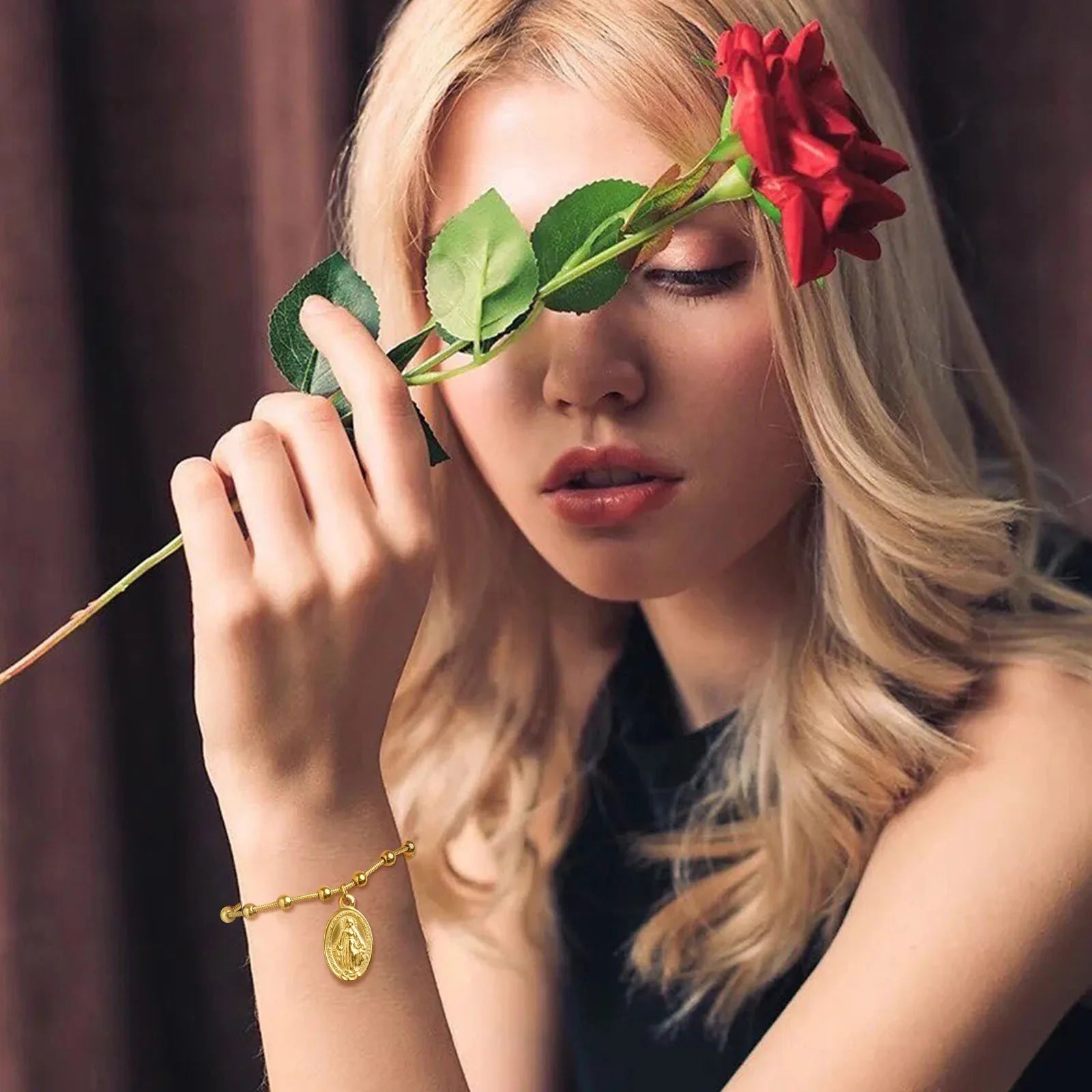 Pulsera Virgen María Gourmette Cristiana oro