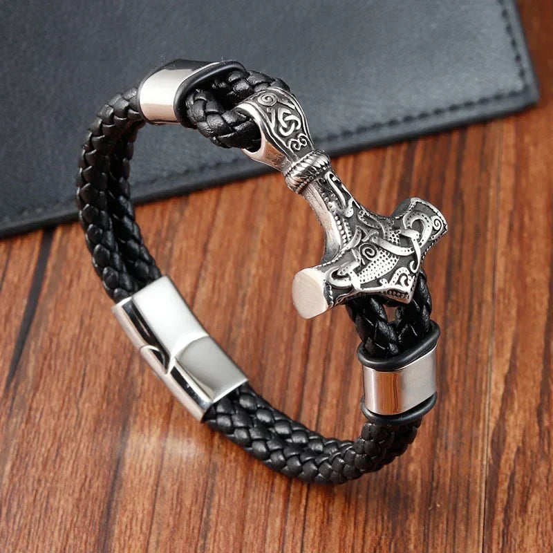 Pulsera trenzada negra ancla