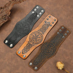 Pulsera Vikinga Vegvisir en cuero negro