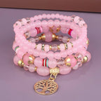 Pulseras con Árbol de la Vida rosa