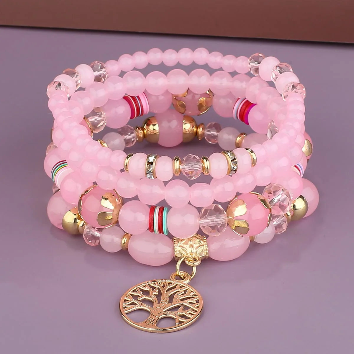 Pulseras con Árbol de la Vida rosa
