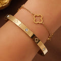 Juego de 2 pulseras con tréboles de 4 hojas en oro