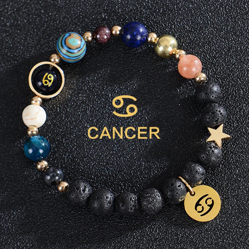 Pulseras de Piedra de Lava 12 Constelaciones Signos Astrológicos del Zodiaco cáncer
