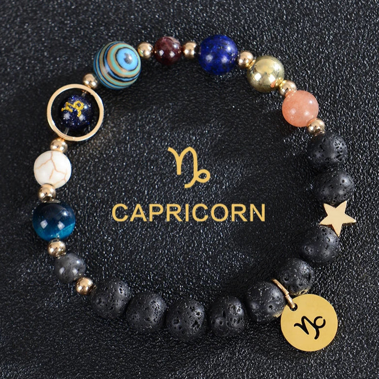 Pulseras de Piedra de Lava 12 Constelaciones Signos Astrológicos del Zodiaco capricornio
