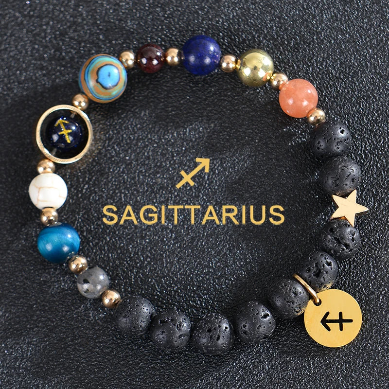 Pulseras de Piedra de Lava 12 Constelaciones Signos Astrológicos del Zodiaco sagitario