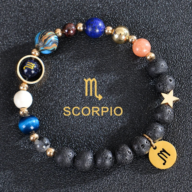 Pulseras de Piedra de Lava 12 Constelaciones Signos Astrológicos del Zodiaco escorpio