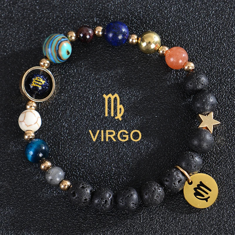 Pulseras de Piedra de Lava 12 Constelaciones Signos Astrológicos del Zodiaco virgo