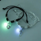 Pulseras para Parejas con Perla Luminosa, Placa Corazón y Llave 2