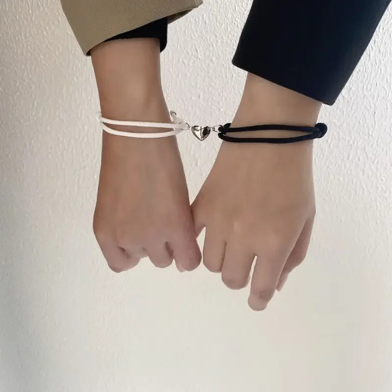 Pulseras para Parejas de Amigos Pulsera de Esclava Corazón Magnético