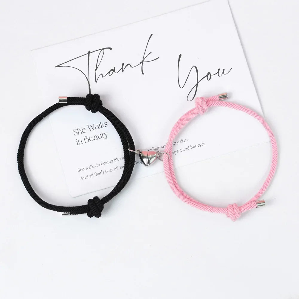 Pulseras para Parejas de Amigos Pulsera de Esclava Corazón Magnético 2