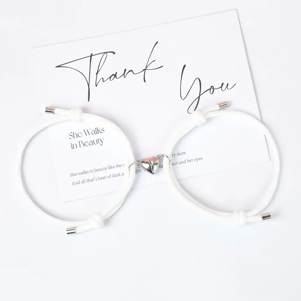 Pulseras para Parejas de Amigos Pulsera de Esclava Corazón Magnético 3